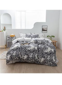 Buy King Size 6 Piece Duvet Cover Set Contemporary Leaf Print Bedding Sets, Smooth Cotton Material Modern Geometric Print in UAE