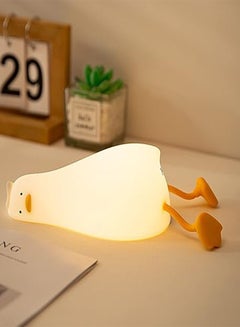 Buy Lay Flat Duck Night Light, LED Soft Duck Light, Cute Glowing Duck, Silicone Dimmable Nursery Night Light, Rechargeable Bedside Touch Light for Breastfeeding, in UAE