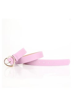 اشتري Sweet And Elegant Love Pearl Pin Button Ladies Belt 105cm Purple في الامارات