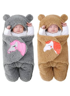 Buy Baby Blankets New Born Combo Pack Of Wearable Hooded Swaddle Wrapper Sleeping Bag For Baby Boys And Baby Girls Pack Of 2 (06 Months Beige & Grey) in UAE