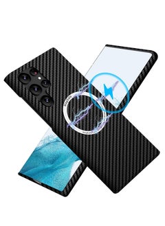 Buy Samsung Galaxy S24 Ultra Case for Compatible with Mag-safe, Ultra Slim S24 Ultra Carbon Fiber Texture Case, Galaxy S24 Ultra 5G Thin Hard PC Magnetic Protective Case (S24 Ultra, Black) in UAE