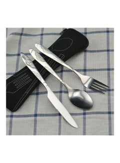 Buy 4-Piece Portable Cutlery Set With Case Black/Silver in Saudi Arabia