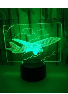 اشتري Touch Remote Control Airplane 3D Stereo USB Multicolor Night Light Bedside Desk Imaginatively Decorated Christmas Birthday Gift في الامارات