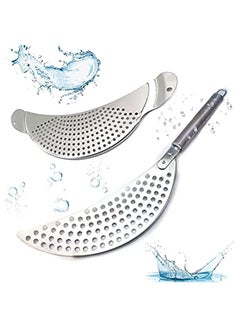 Buy BAODELI 2 Pieces Pot Strainer Stainless Steel Crescent Pot Strainer with Handle Pasta Strainer Pan Pot Strainer with Recessed Hand Grips Suitable for Different Sizes Up to 10 Inches in Saudi Arabia