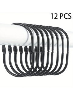 Buy Bathway Shower Curtain Rings, Chrome Shower Curtain Hooks 12 Pcs Anti-Drop Oval Shower Rings for Curtain, Metal Shower Curtain Rings Rust Proof, Shower Hooks for Shower Curtain Rod (Black) in UAE