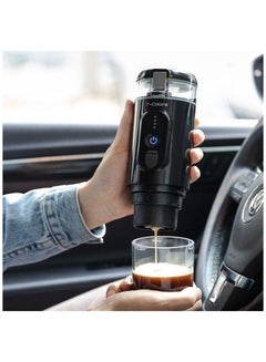 Buy Portable espresso coffee machine + coffee grinder - black color, rechargeable in Saudi Arabia