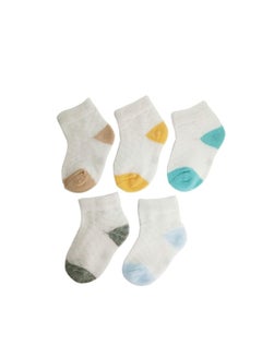 Buy Baby Non Slip Socks, KASTWAVE Toddler Socks With Grips Ankle for Infants Kids Little Girls Boys Cotton Mesh Easy Small Hands-Adorable Designs-Includes Striped (5 Pairs) in Saudi Arabia