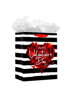 اشتري Happy Valentines Day Gift Bag With Handle 13''X10.5''X5.8'' Large Red Rose Gift Bags With Tissue Paper Romantic Valentines Gift Bags For Her Him Girlfriend Boyfriend Wife Husband Women في الامارات