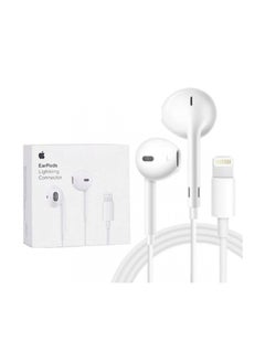 Buy Original iPhone earphones with wired lightning connector with microphone and control, high quality iPhone earphones, Apple cable with Lightning port, wire cable for iPhone and iPad in Saudi Arabia