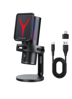 Buy USB Microphone with Pop Filter, PC Microphone with Tripod Stand,Adjustable RGB Modes & Brightness,Quick Mute,Gain Control,for Streaming, Podcasting, Recording, PS4/5 Desktop,Chat in Saudi Arabia