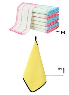 اشتري Hand Towels for kitchen, 6 + 1pcs Dish Washing Rags Multi-function Household Cleaning Cloth For Kitchen في الامارات