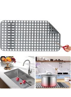 Buy Kitchen Sink Mat, Non-Slip Silicone Sink Protectors, Stainless Steel, Porcelain Sinks, 25”x13” Flexible Sink Grate, Cut to Fit, Grey, 1 PCS in UAE