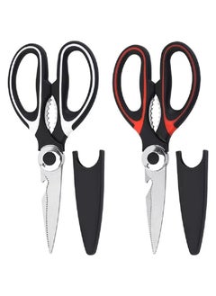 Buy Kitchen Shears 2 Pack, Premium Heavy Duty Scissors, Multipurpose Strong Stainless Steel Kitchen Utility Shears with Covers, For Poultry, Fish, Meat, Vegetables, Herbs, Bones in UAE