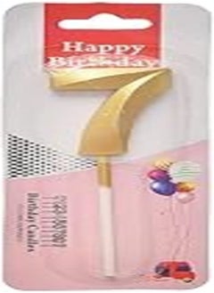 اشتري Generic Small birthday glitter candle with number 7 design for cake decoration - gold في مصر