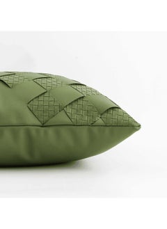 Buy Twill Fabric PU Leather Solid Color Modern Style Cushion - Green in UAE