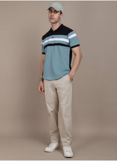 Buy Cotton Color Blocked Checkered T-Shirts for Men in UAE