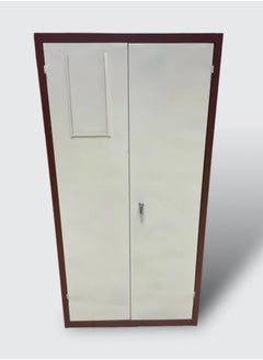 Buy Double-Door Iron Cupboard with Lock, Storage Hangers, Shelves & Drawer - 180x90x40 cm in Saudi Arabia