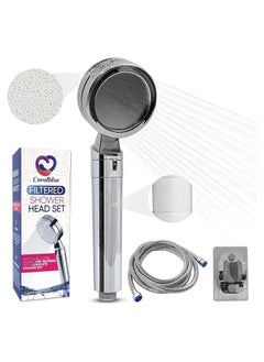 Buy Coralblue Handheld Shower Head Set-This Shower head has 2 Shower filter 1 handle and 1 head water filter to purify harmful Chemicals and Pollutants -  2m long Shower hose Stainless Steel in Saudi Arabia