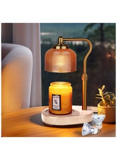 Buy Candle Warmer Lamp, Candle Warmer with Timer Dimmer Candle Lamp with 2*50W Bulbs, Height Adjustable Electric Wax Melt Warmer for All Size Scented Candles Bedroom Home Decor, Gold in Saudi Arabia