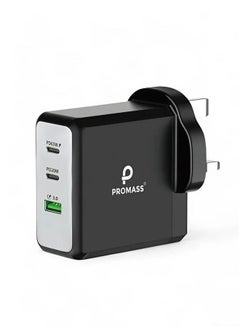 Buy 100W Super Fast Wall Charger with PD GaN, QC 3.0 with 3 Ports (2 PD Ports - 1 USB A Port) Compatible with iPhone 16 Pro Max/15/14/13/12/11/X/8/7, Samsung, Honor, Huawei, Xiaomi - Black in Saudi Arabia