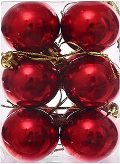 Buy Decorative Balls for Christmas, 6 Pieces - 10cm, red in Egypt