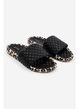 Buy Women Slip On Quilted Lusso Slides, Black in Saudi Arabia