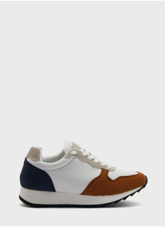 Buy Faux Suede Colourblock Tennis Sneaker in UAE