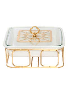 Buy Acasia Square Casserole White/Gold 23.5 cm in UAE