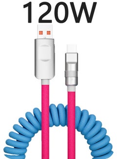 Buy Coiled USB C Cable, Fast Charging 120W USB to Type C Cord Data Sync Spring Charger Cable for iPhone iPad Samsung Galaxy Huawei Honor Xiaomi in UAE