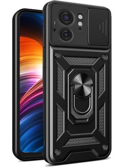 Buy Motorola Edge 40 Case, Motorola Edge 40 Cover with Slide Camera Cover, Military Grade Heavy Duty Shockproof Protective Phone Cover Case with Ring Kickstand for Motorola Edge 40 5G 2023 Black in UAE