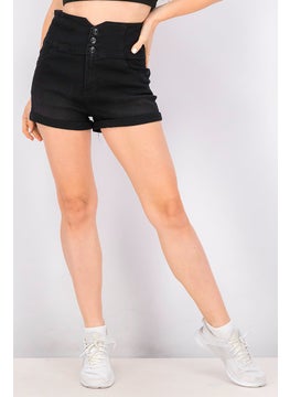 اشتري Women Solid Denim Short, Black في السعودية