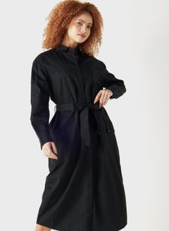 Buy Belted Button Down Shirt Dress in UAE