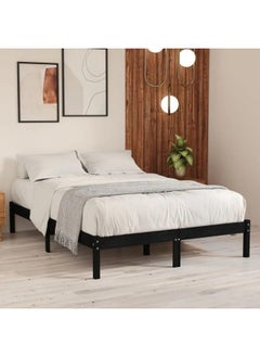 Buy vidaXL Bed Frame Black Solid Wood Pine 120x200 cm in UAE