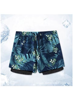 اشتري Fashionable Men's Double-Layer Quick Drying Beach Swimming Shorts في الامارات