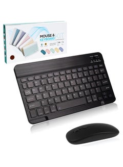 Buy Bluetooth Keyboard and Mouse Set, Ultra-Slim Portable Wireless Rechargeable Keyboard and Mouse Set for Android, Windows, Tablet, Mobile, iPhone, iPad, Desktop, Laptop (Black) in Saudi Arabia