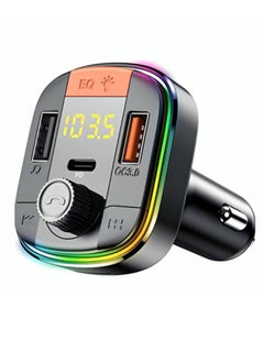 Buy Car charger and Bluetooth player with 3 PD USB ports, compatible with most smartphones, black in Saudi Arabia