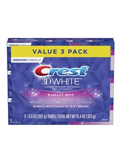 Buy Crest 3D White Fluoride Anti cavity Toothpaste Radiant Mint 3 Pack in UAE