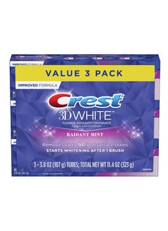 Buy Crest 3D White Fluoride Anti cavity Toothpaste Radiant Mint 3 Pack in UAE