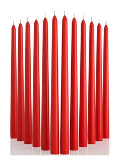 اشتري Set of 12 RedTaper Candlesticks,10 Inch (25cm) Tall Taper Candles, Dripless Dinner Candle Sticks, Natural Wax with Cotton Wicks, 8 Hour Burn Time في الامارات