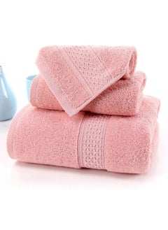 Buy 3 Piece Premium Cotton Towel Set 1 Face Washcloth, 1 Hand Towel, 1 Bath Towel, Quick Dry, Breathable & Highly Absorbent Towels, Ultra Soft Towels Ideal for Daily Use Pink in UAE