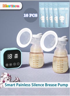 Buy Double Electric Breast Pump with 10 Breastmilk Storage Bags and 2 Milk Extractors, Portable Pump with 4 Modes 9 Levels Low Noise & Painless, LED Display in UAE