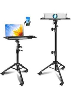 Buy Study Durable Metal Laptop And Projector Folding Floor Tripod Stand With Wheels And Tray Adjustable Height Portable DJ Equipment Stand For Indoors And Outdoors in UAE