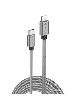 Buy RAEGR RapidLine 500LC USB-C to Lightning Cable, 6.5 ft (2 m), MFi-Certified, Fast Charging Cable for iPhone 15 Series/ 14 Series / 13 Series / 12 Series/SE 2022, Braided Nylon  -Metallic Grey in UAE