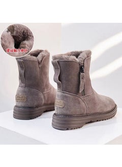 Buy Dadong womens snow boots 2023 new all-match short winter fleece-lined thick warm northeast cotton-padded shoes Martin bootsKhaki Khaki in UAE