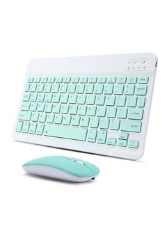 Buy Ultra-Slim Bluetooth Keyboard & Mouse Combo Rechargeable Portable Wireless Keyboard Mouse Set for Tablet iPhone iPad Computer PC Laptop- Light Blue in UAE