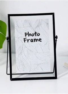 اشتري Desktop Metal Photo Frame, Diy Transparent Glass Decorative Photo Frame With Bracket, 6.8x8.8 Inches Black في السعودية