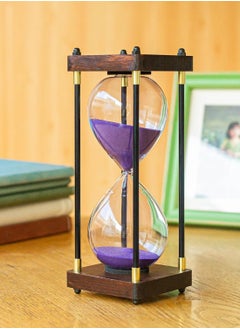 اشتري Hourglass Timer, 60 Minutes Sand Timer Vintage Wooden Men's Ladies Quiet Clock for Home Office Kitchen Wedding Decor Ornaments Purple في الامارات