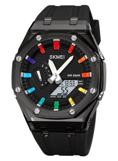 Buy Men's Waterproof Fashion Watch Silicone Watch Band - Black - 2100BKWT in Saudi Arabia