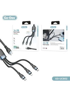 Buy GD-UC802 3-in-1 PD Multiport Cable – Type-C to 2 Type-C and 1 Lightning Connector in UAE