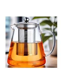 اشتري Glass Teapot Stovetop 18.6 OZ, Borosilicate Clear Tea Kettle with Removable 18/8 Stainless Steel Infuser, Blooming and Loose Leaf Hand Crafted Kettle for Camping, Travel (550ML) في الامارات